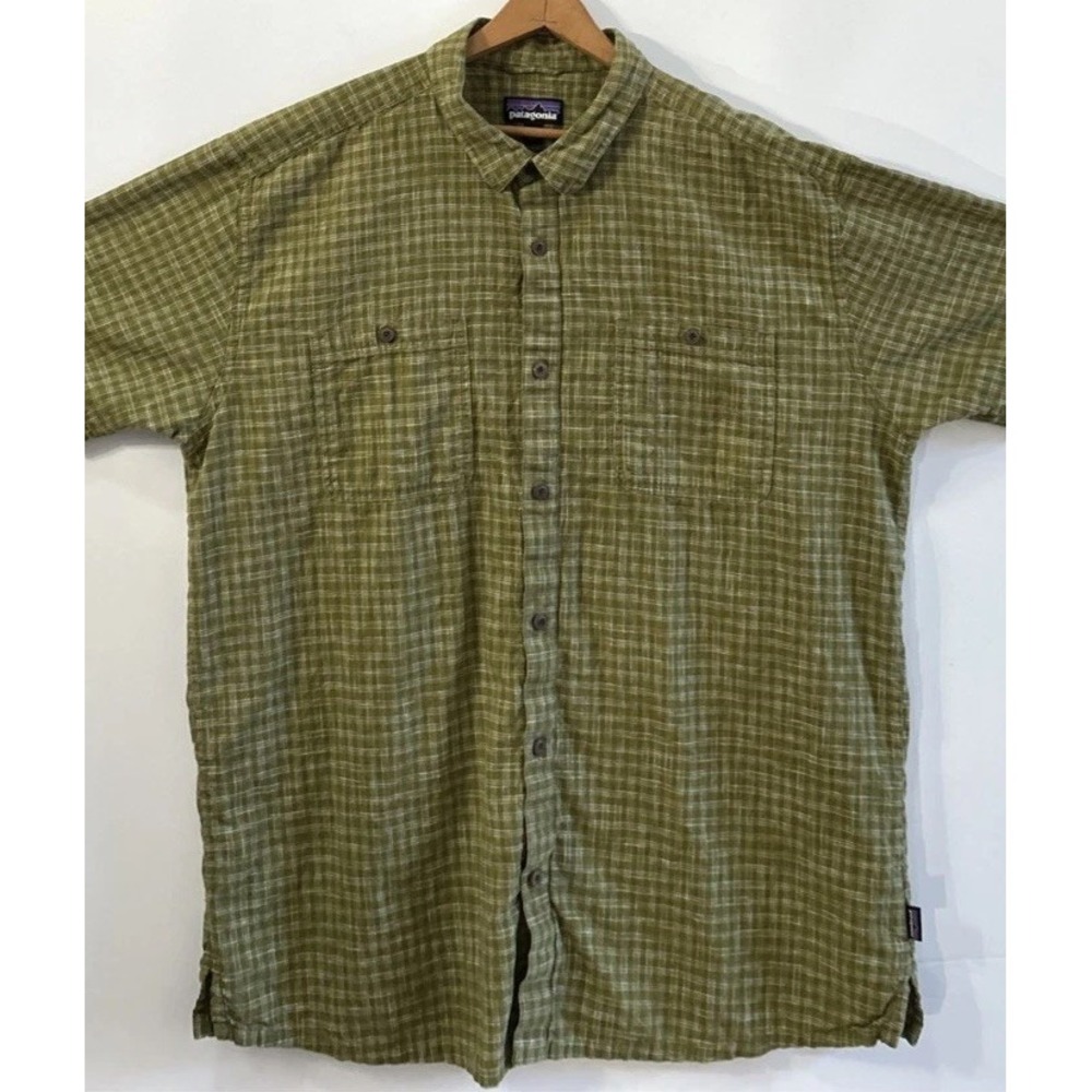Mens Patagonia AOP Back Step Button Up Shirt Lightweight 2XL Hemp Organic 53139